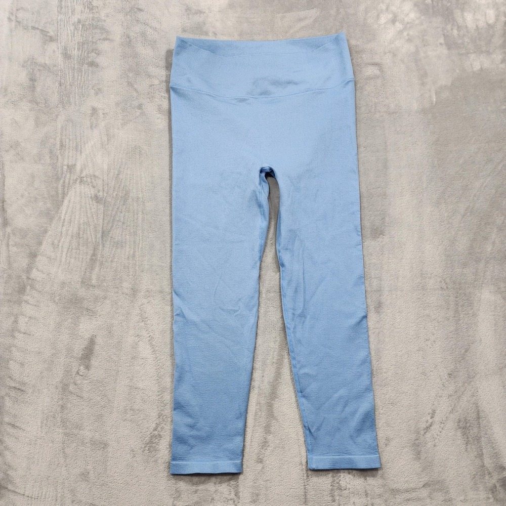 J.Crew Active Leggings Womens XL Blue Ribbed High‎ Rise Crop SculptStretch Yoga